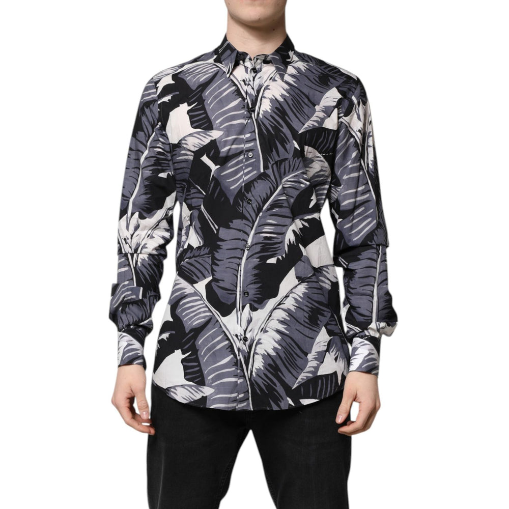 Dolce & Gabbana Multicolor GOLD Cotton Banana Leaf Print Shirt TSH90444-41
