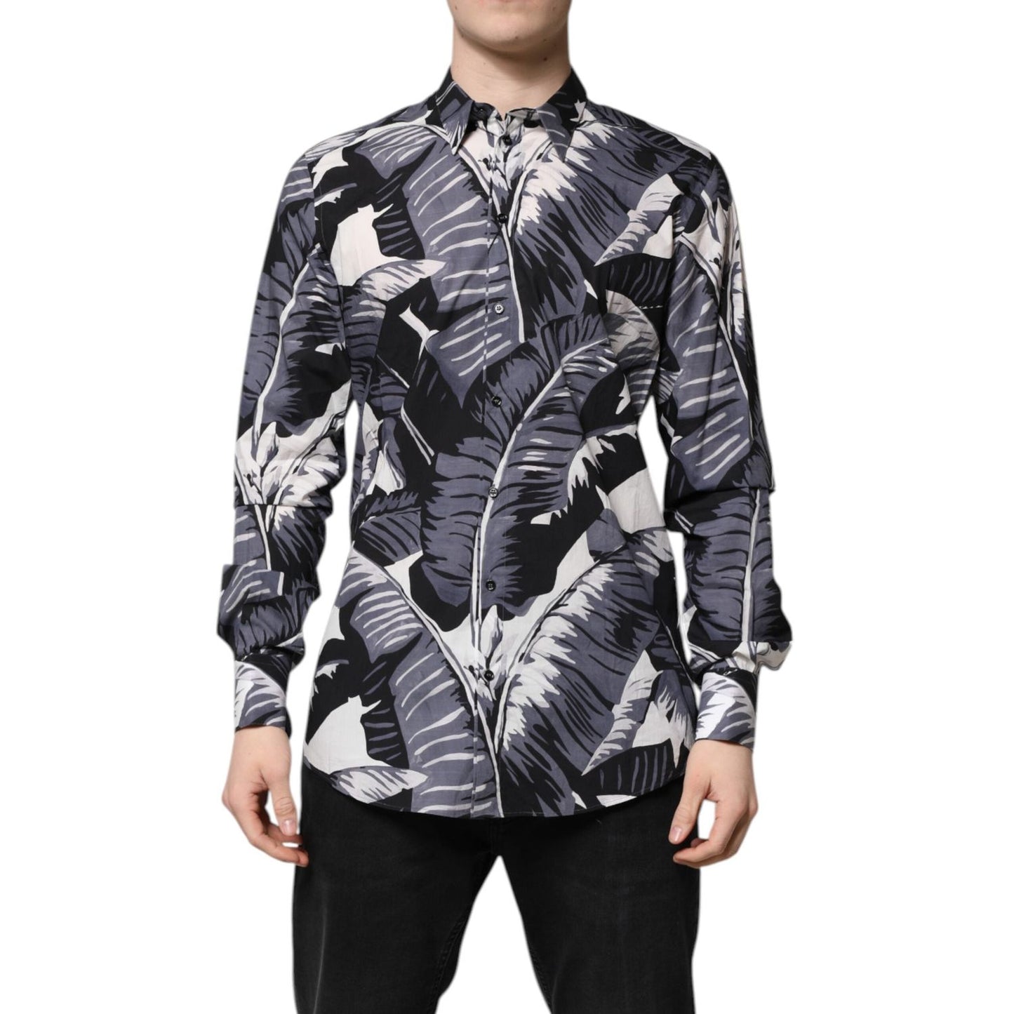 Dolce & Gabbana Multicolor GOLD Cotton Banana Leaf Print Shirt TSH90444-41