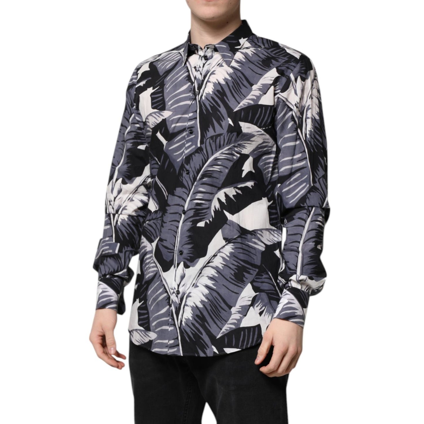 Dolce & Gabbana Multicolor GOLD Cotton Banana Leaf Print Shirt TSH90444-41