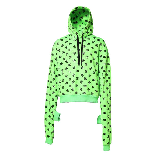 Dolce & Gabbana Green Polyester DGLogo Print Hooded Sweater TSH90265-52