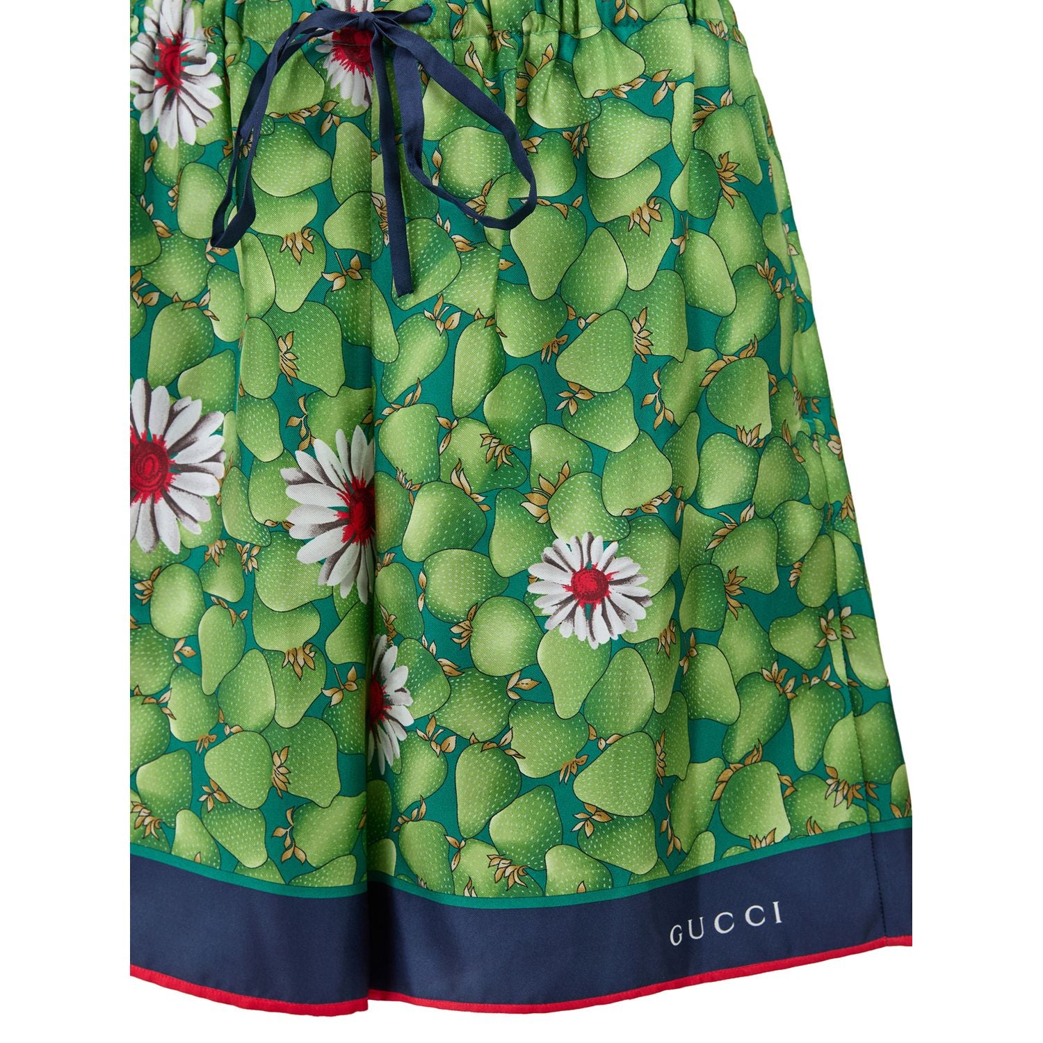 Gucci Green Flower Printed Silk Shorts