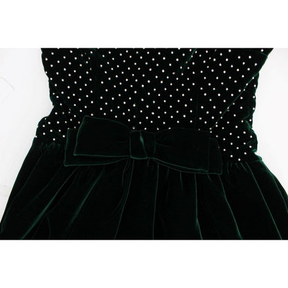 Dolce & Gabbana Green Velvet Crystal Long Maxi Dress Dolce & Gabbana