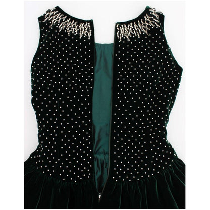 Dolce & Gabbana Green Velvet Crystal Long Maxi Dress Dolce & Gabbana