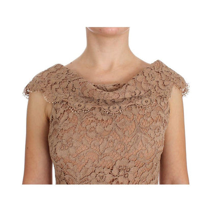 Dolce & Gabbana Pink Floral Lace Full Length Sheath Dress Dolce & Gabbana