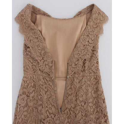 Dolce & Gabbana Pink Floral Lace Full Length Sheath Dress Dolce & Gabbana