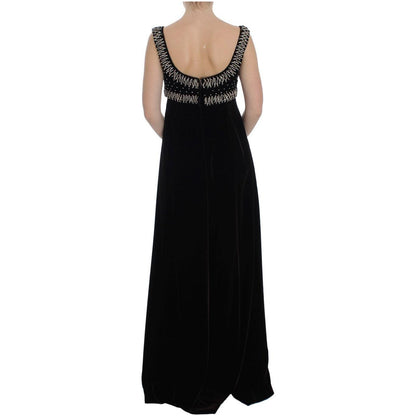 Dolce & Gabbana Brown Velvet Crystal Sheath Gown Dress Dolce & Gabbana
