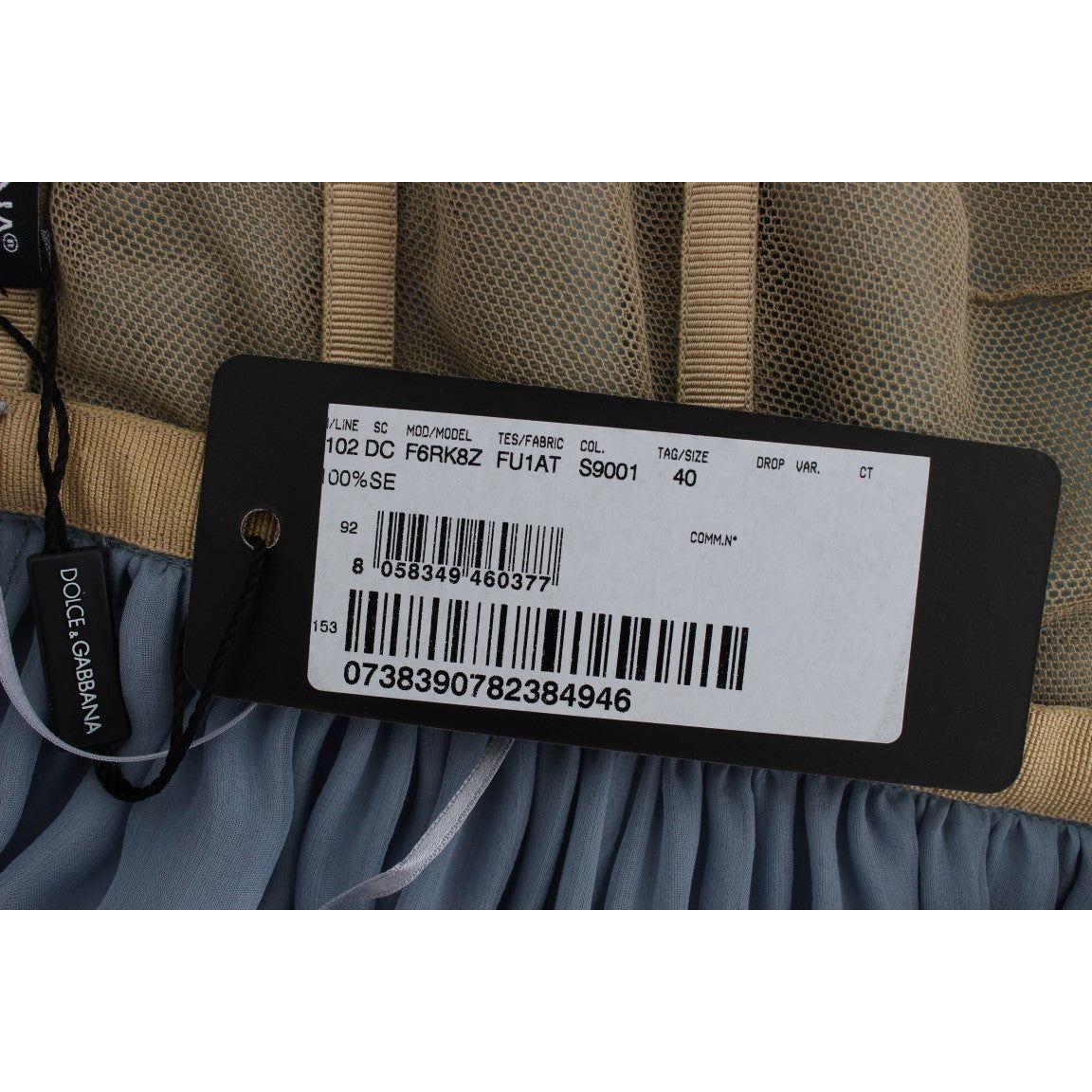 Dolce & Gabbana Blue Silk Crystal Sheath Gown Ball Dress Dolce & Gabbana