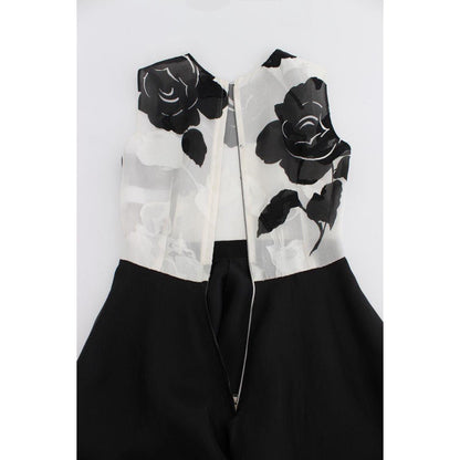 Dolce & Gabbana Black White Floral Silk Sheath Gown Dress Dolce & Gabbana