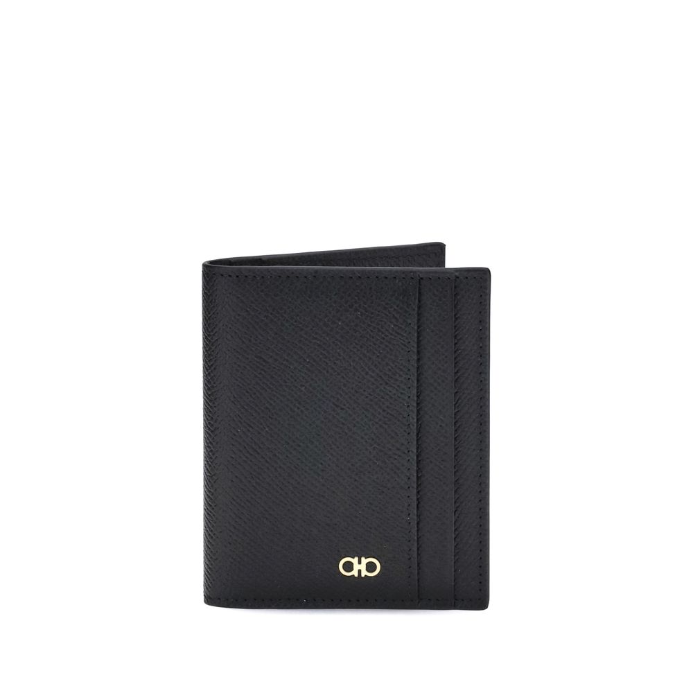 Ferragamo Black Calf Leather Bos Taurus Wallet