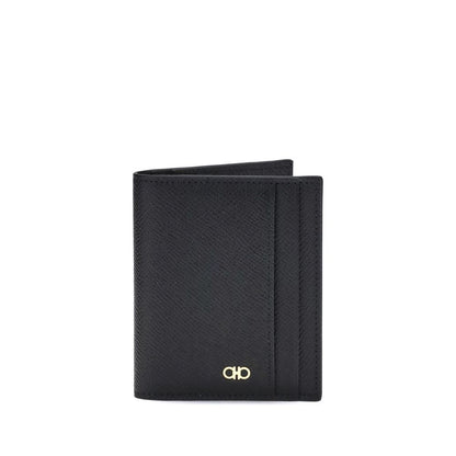 Ferragamo Black Calf Leather Bos Taurus Wallet