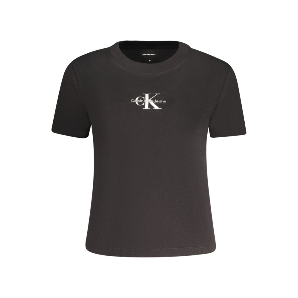 Calvin Klein Black Cotton Women T-Shirt CA-34458-XS