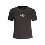 Calvin Klein Black Cotton Women T-Shirt CA-34458-XS