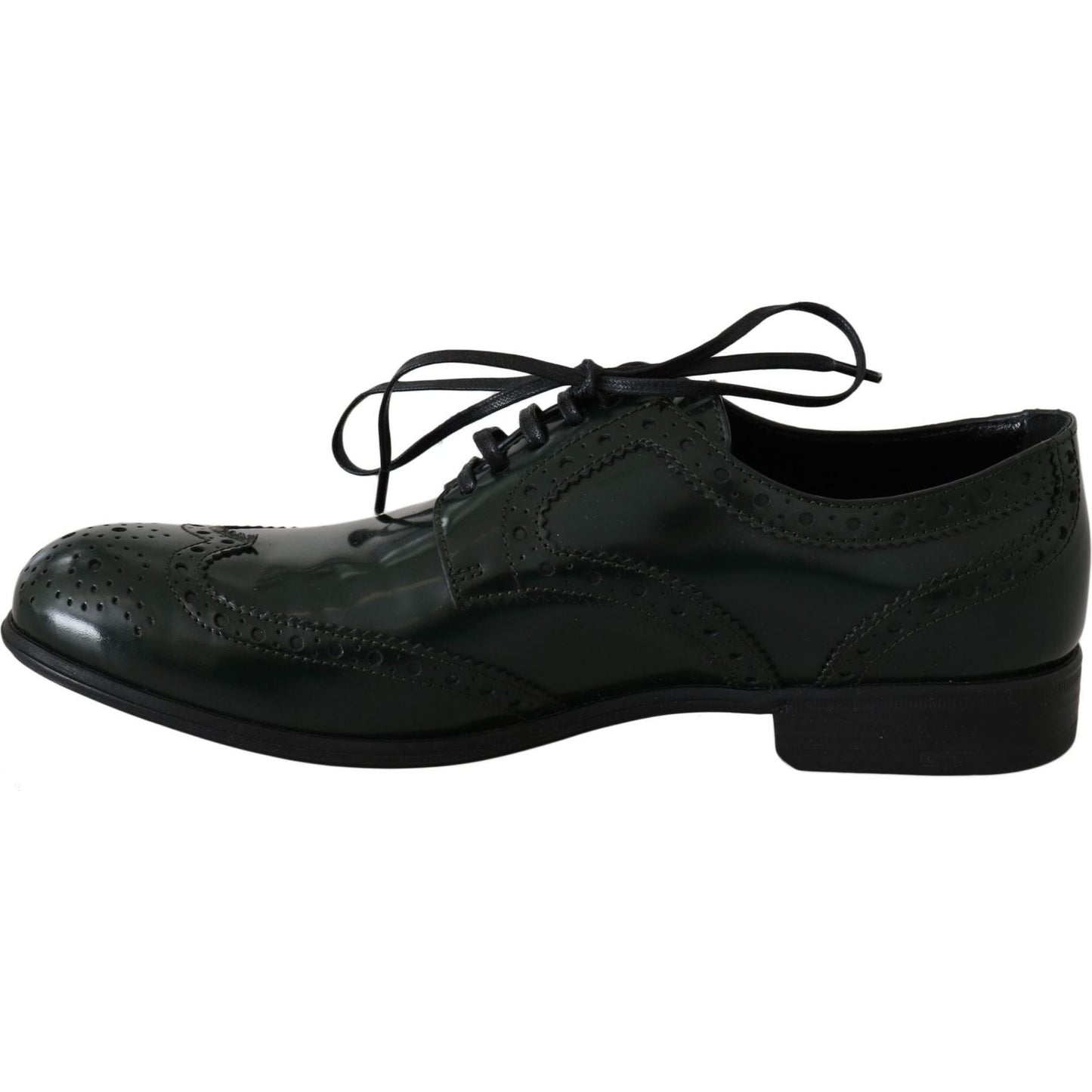 Dolce & Gabbana Green Leather Broque Oxford Wingtip Shoes Dolce & Gabbana