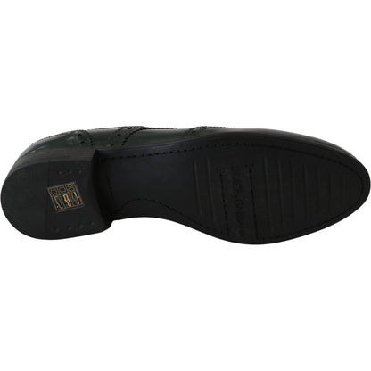 Dolce & Gabbana Green Leather Broque Oxford Wingtip Shoes Dolce & Gabbana