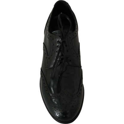Dolce & Gabbana Green Leather Broque Oxford Wingtip Shoes Dolce & Gabbana