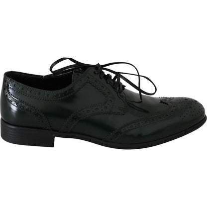 Dolce & Gabbana Green Leather Broque Oxford Wingtip Shoes Dolce & Gabbana