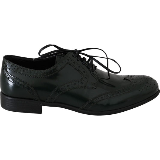 Dolce & Gabbana Green Leather Broque Oxford Wingtip Shoes Dolce & Gabbana