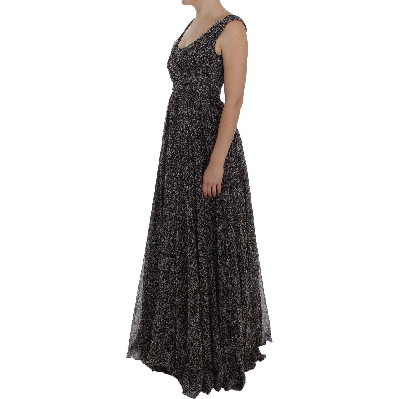 Dolce & Gabbana Dark Silk Shift Gown Full Length Dress Dolce & Gabbana