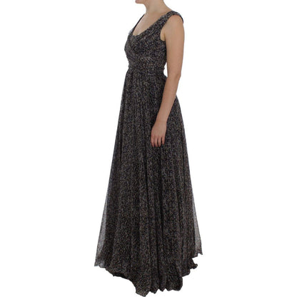 Dolce & Gabbana Dark Silk Shift Gown Full Length Dress Dolce & Gabbana