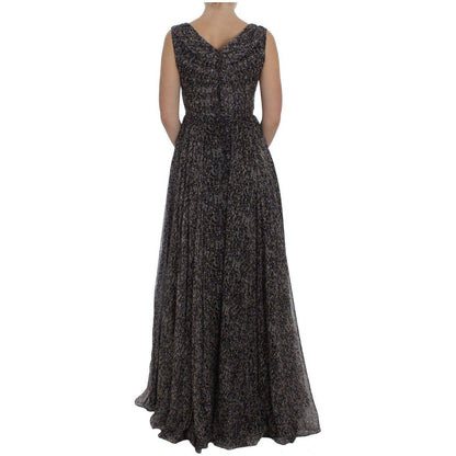 Dolce & Gabbana Dark Silk Shift Gown Full Length Dress Dolce & Gabbana