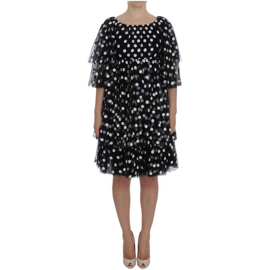 Dolce & Gabbana Black White Polka Dotted Ruffled Dress Dolce & Gabbana