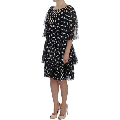 Dolce & Gabbana Black White Polka Dotted Ruffled Dress Dolce & Gabbana