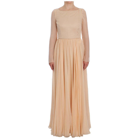 Dolce & Gabbana Beige Silk Ball Gown Full Length Dress Dolce & Gabbana