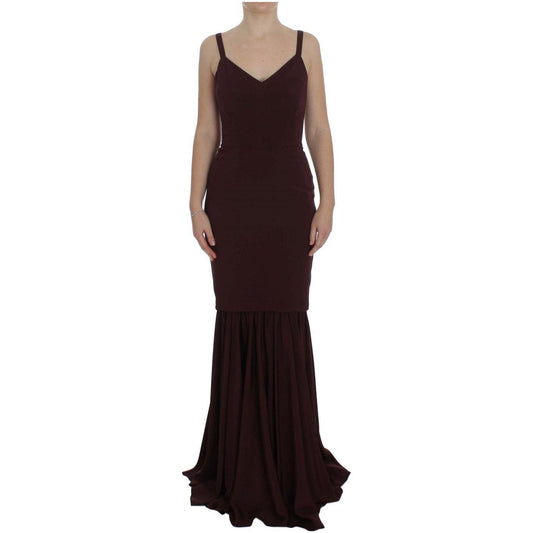 Dolce & Gabbana Bordeaux Stretch Full Length Sheath Dress Dolce & Gabbana