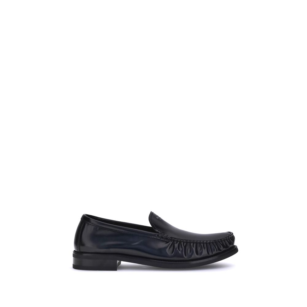 Prada Black Calf Leather Bos Taurus Slip-On Loafers