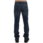 Costume National Blue Wash Paint Slim Fit Pants Jeans SIG17947-1