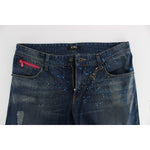 Costume National Blue Wash Paint Slim Fit Pants Jeans SIG17947-1