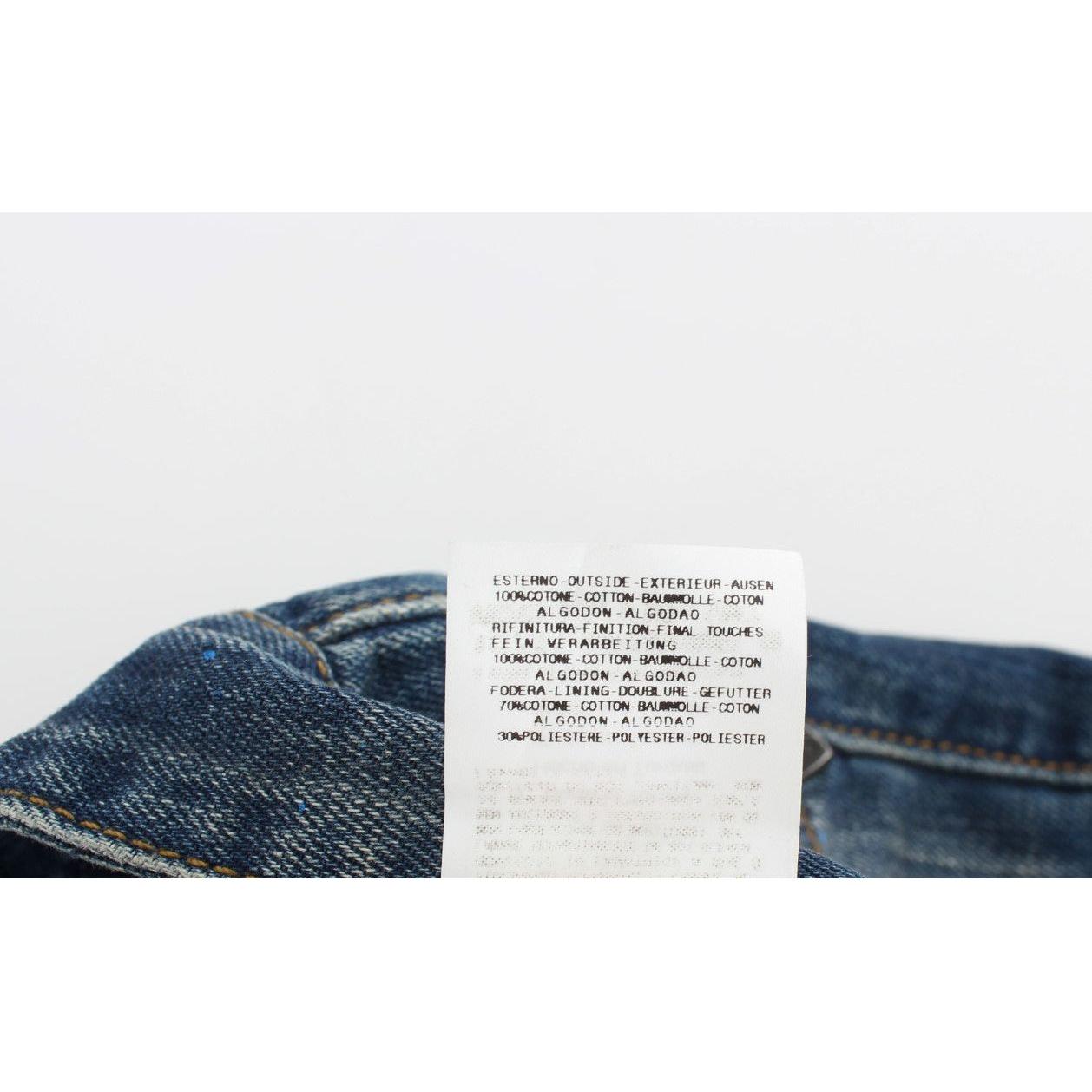 Costume National Blue Wash Paint Slim Fit Pants Jeans SIG17947-1