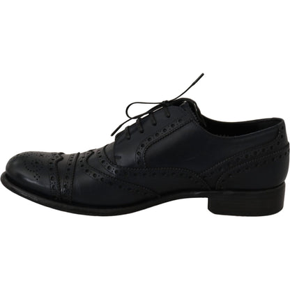 Dolce & Gabbana Dark Blue Leather Wingtip Oxford Dress Shoes