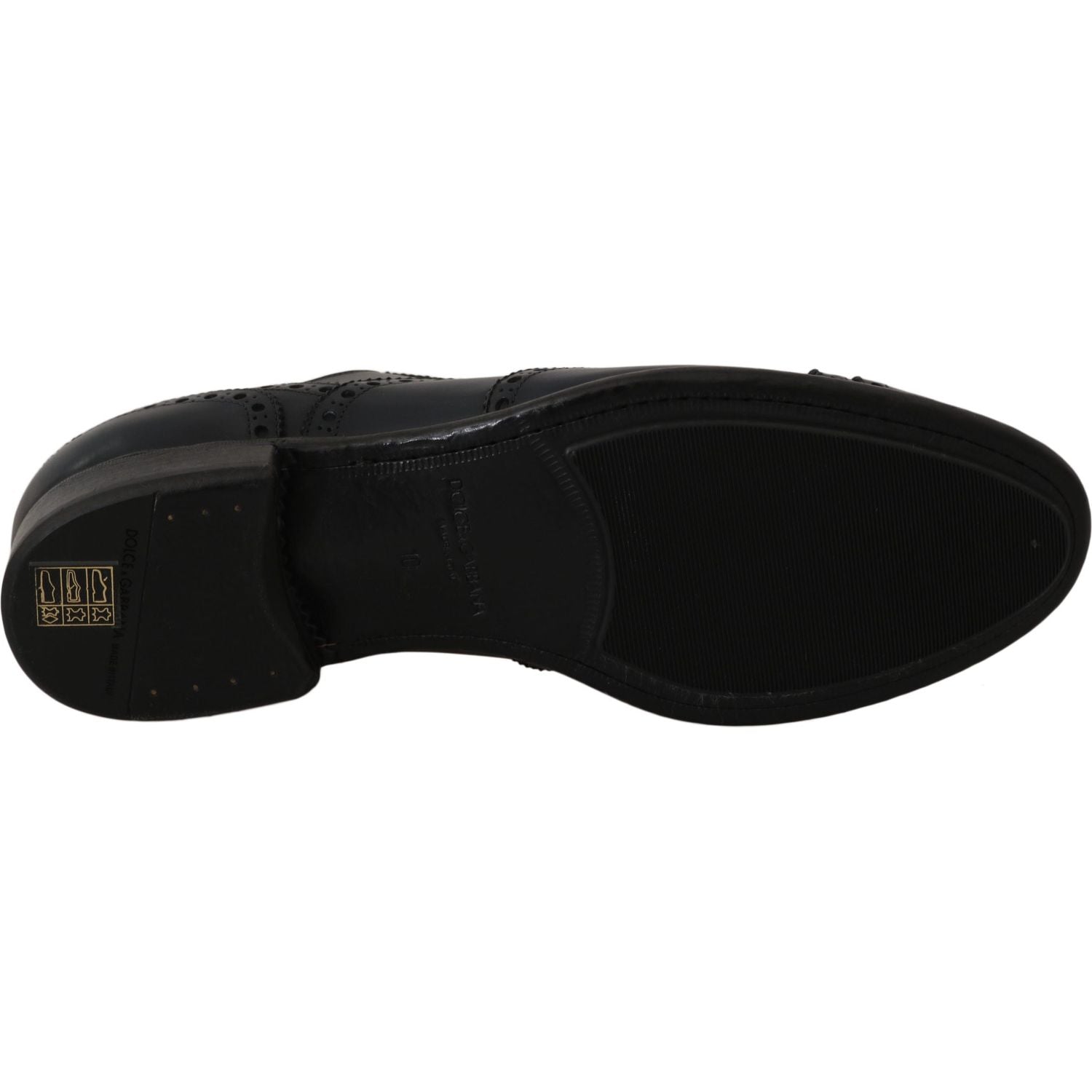 Dolce & Gabbana Dark Blue Leather Wingtip Oxford Dress Shoes