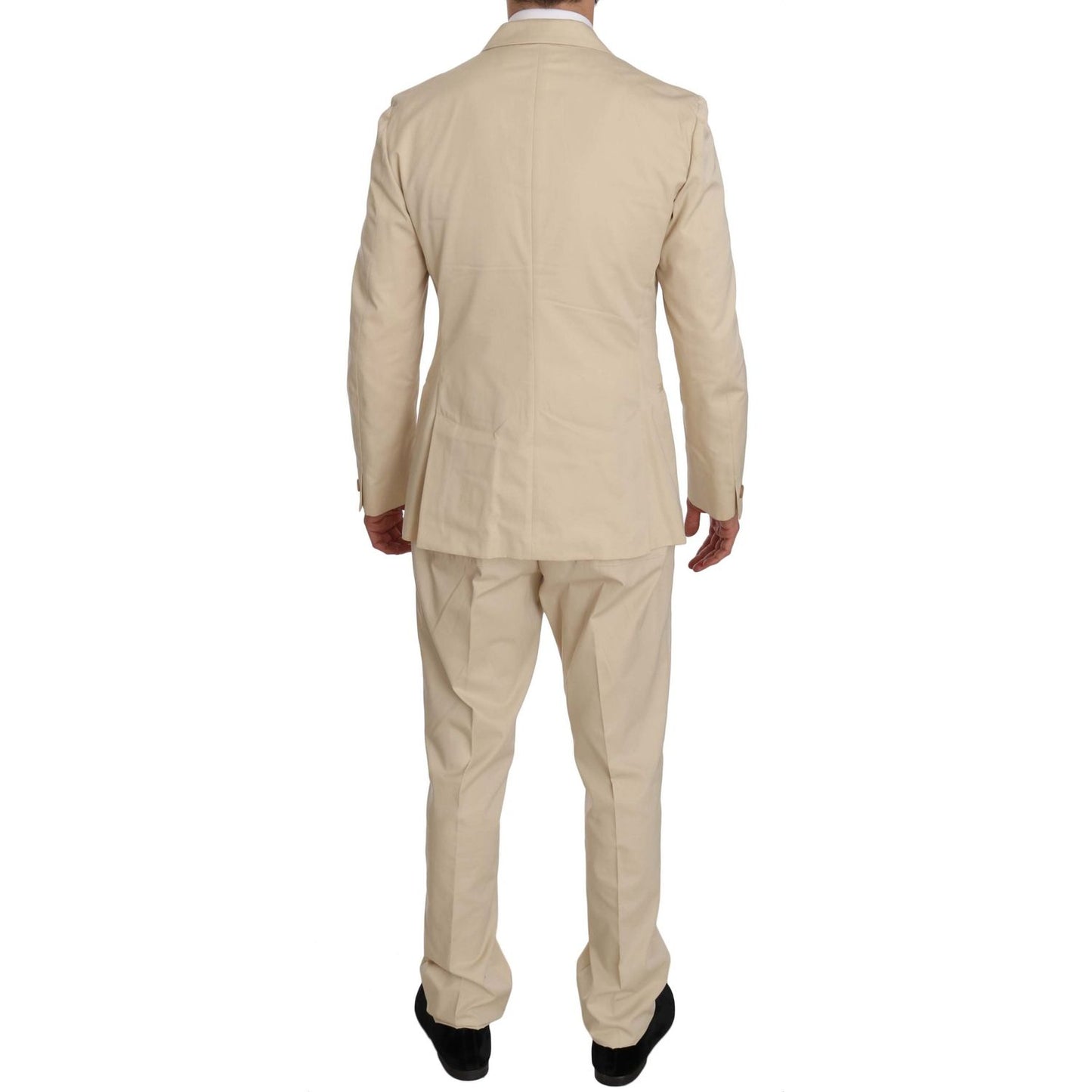 Romeo Gigli Two Piece 3 Button Beige Cotton Solid Suit Romeo Gigli