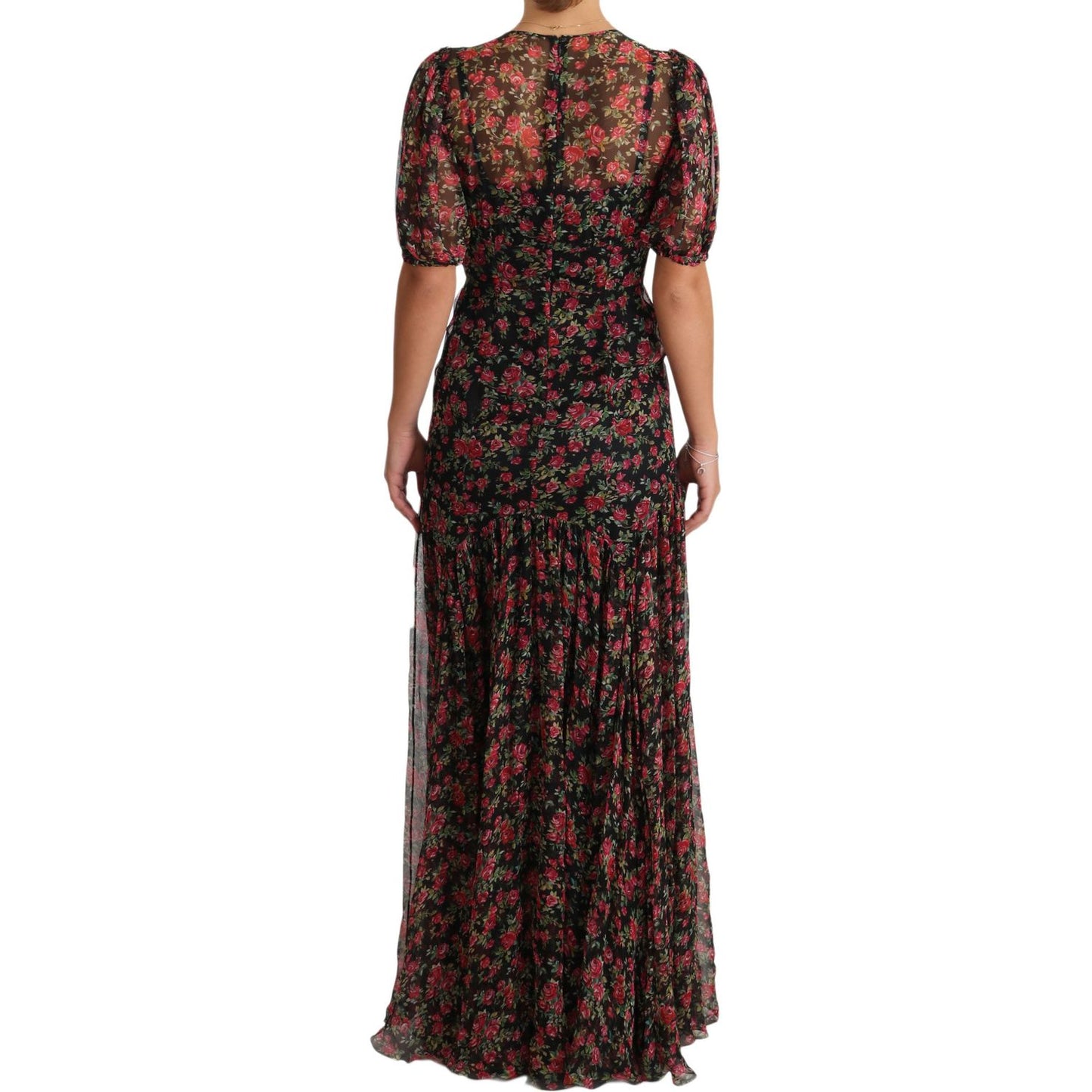 Dolce & Gabbana Black Floral Roses A-Line Shift Gown Dress Dolce & Gabbana