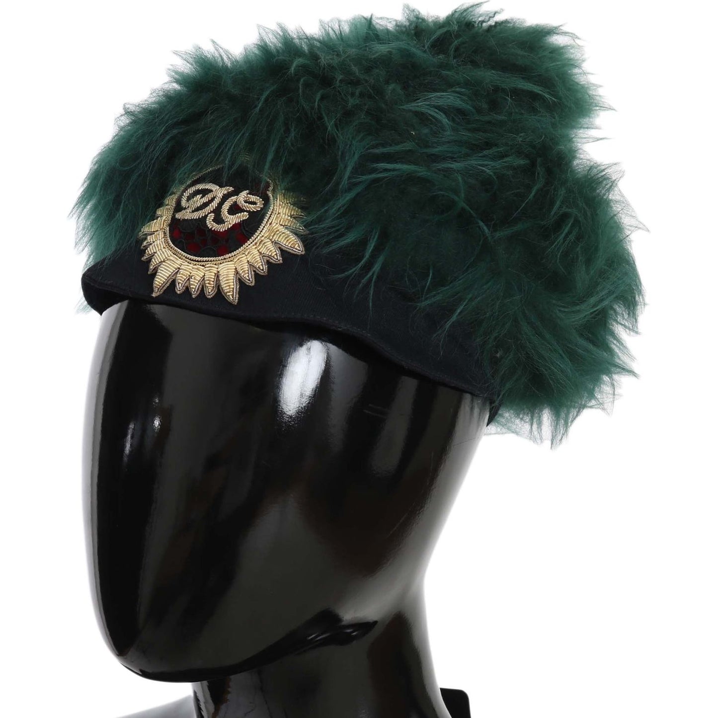 Dolce & Gabbana Green Fur DG Logo Embroidered Cloche Hat Dolce & Gabbana