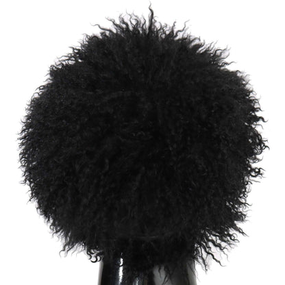 Dolce & Gabbana Black Tibet Lamb Fur Leather Gatsby Hat Dolce & Gabbana