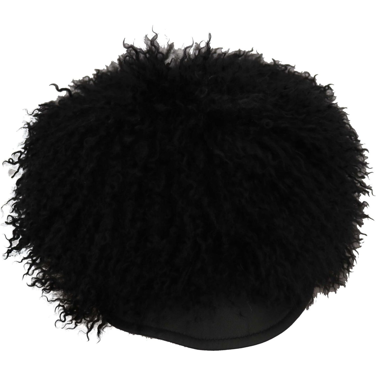 Dolce & Gabbana Black Tibet Lamb Fur Leather Gatsby Hat Dolce & Gabbana