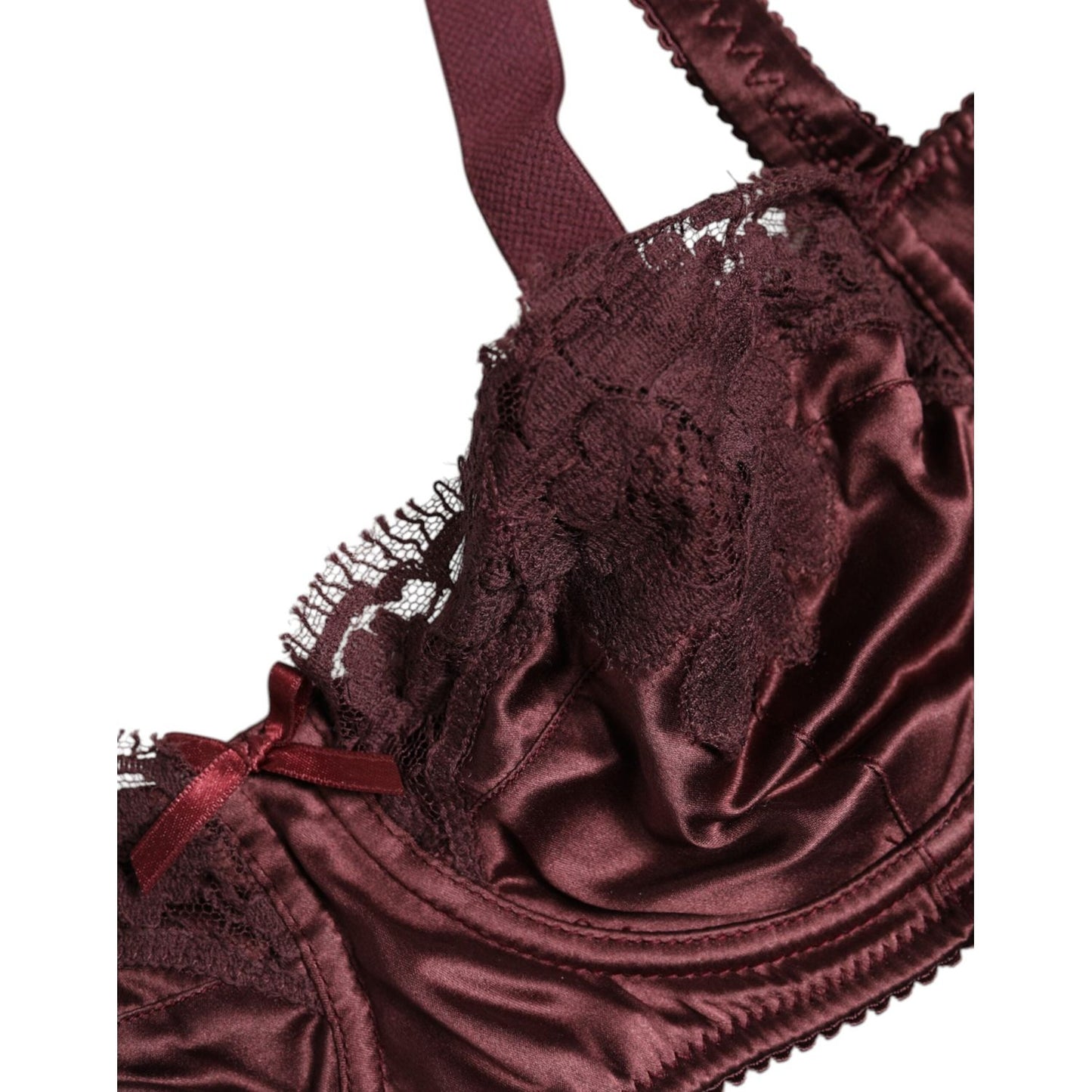 Dolce & Gabbana Burgundy Silk Underwired Balconette Bra Underwear BIK1314-2
