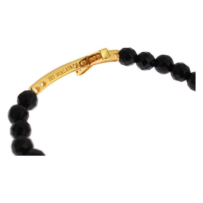 Nialaya Agate Stone Gold CZ Cross 925 Silver Bracelet Nialaya