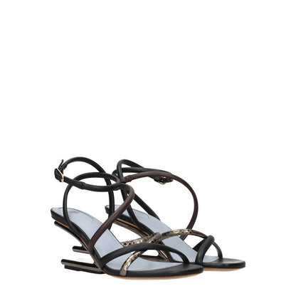 Fendi Multicolor Leather Flat Sandals 1728,75667636384,EU37.5/US7.5,EU37/US7,EU38.5/US8.5,Fendi,Flat - Sandals - Shoes,Multicolor,New with tags,Sandals - Shoes,Shoes,Women