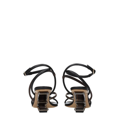 Fendi Multicolor Leather Flat Sandals 1728,75667636384,EU37.5/US7.5,EU37/US7,EU38.5/US8.5,Fendi,Flat - Sandals - Shoes,Multicolor,New with tags,Sandals - Shoes,Shoes,Women