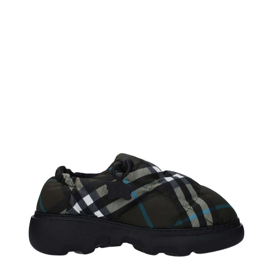 Burberry Green Fabric Slip-On Loafers