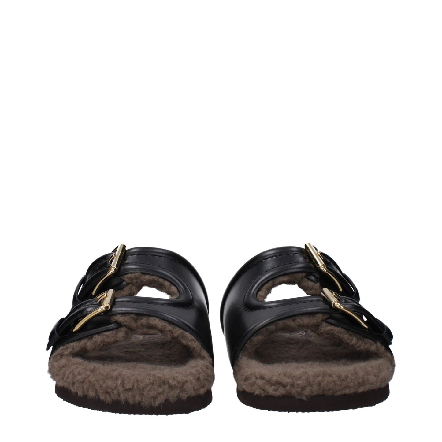 Valentino Garavani Black Leather Slippers