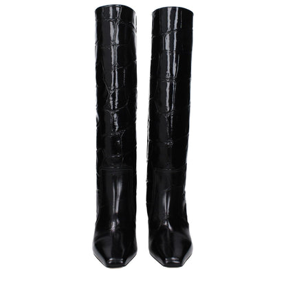 Paris Texas Black Leather High Heel Boots Paris Texas