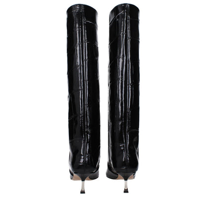 Paris Texas Black Leather High Heel Boots Paris Texas