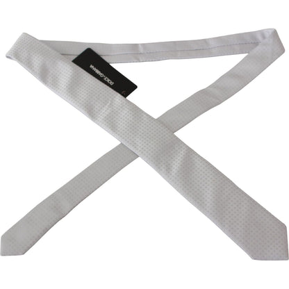 Dolce & Gabbana White Patterned Classic Mens Slim Necktie Tie Dolce & Gabbana