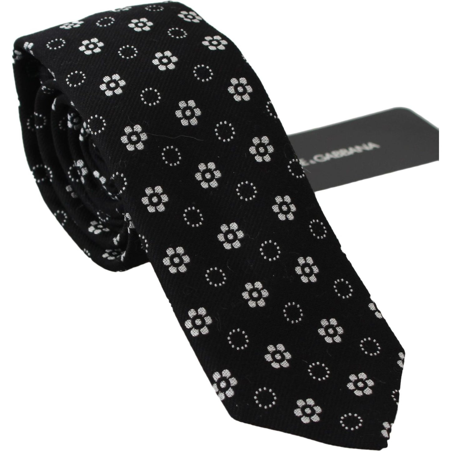 Dolce & Gabbana Black 100% Silk Floral Print Print Classic Tie Dolce & Gabbana