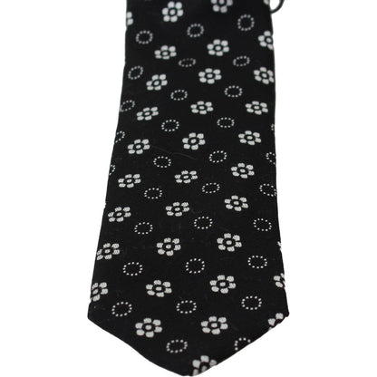 Dolce & Gabbana Black 100% Silk Floral Print Print Classic Tie Dolce & Gabbana